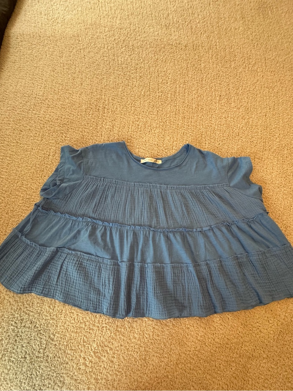 Altar'd State Blue Tiered Ruffle Tee